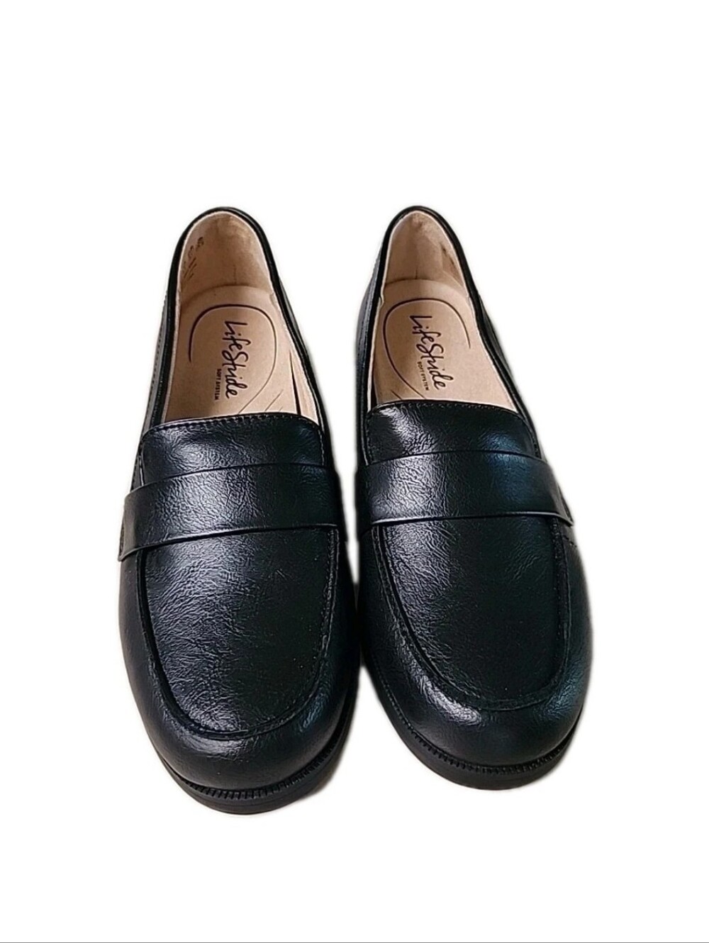 New LifeStride Sonoma 2 Womens Black Flat Arch Support Loafers Black Size 7